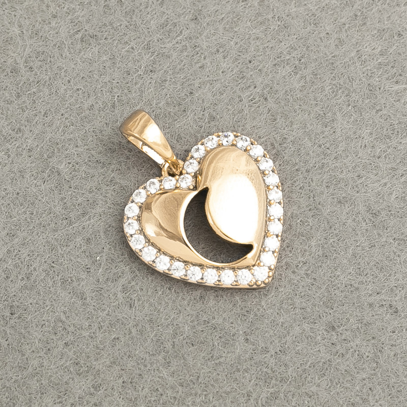 Xuping Pendant 18K Gold Plating Heart with White Rhinestones, diameter 21x15mm +