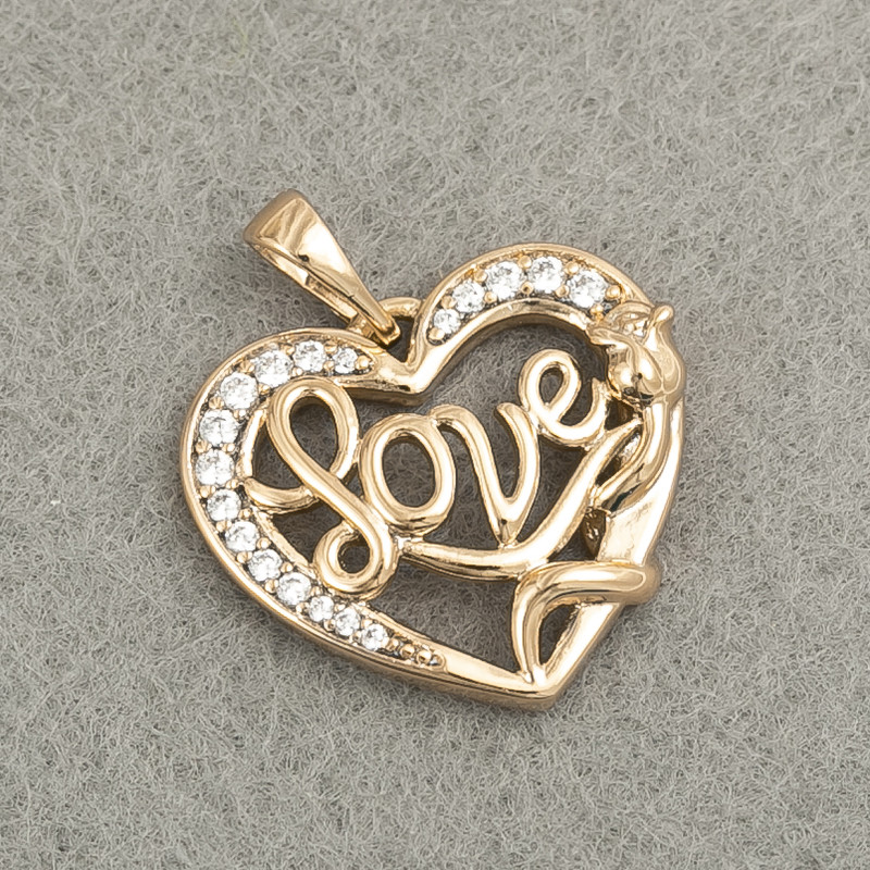 Xuping Pendant 18K Gold Plating Heart with White Rhinestones, diameter 24x20mm +