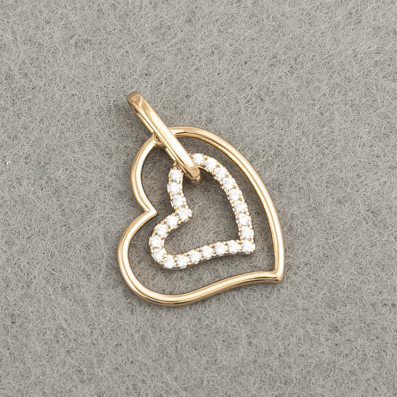 Xuping Pendant, 18K Gold-Plated Heart with White Rhinestones, diameter 21x17mm +