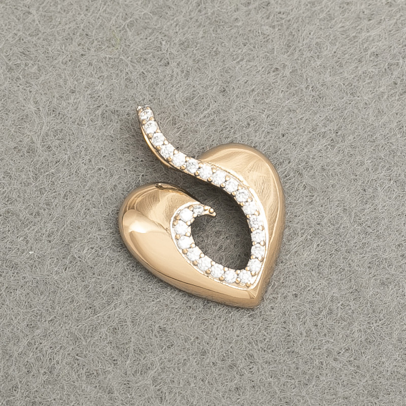 Xuping Pendant, 18K Gold-Plated Heart with White Rhinestones, diameter 20x15mm +