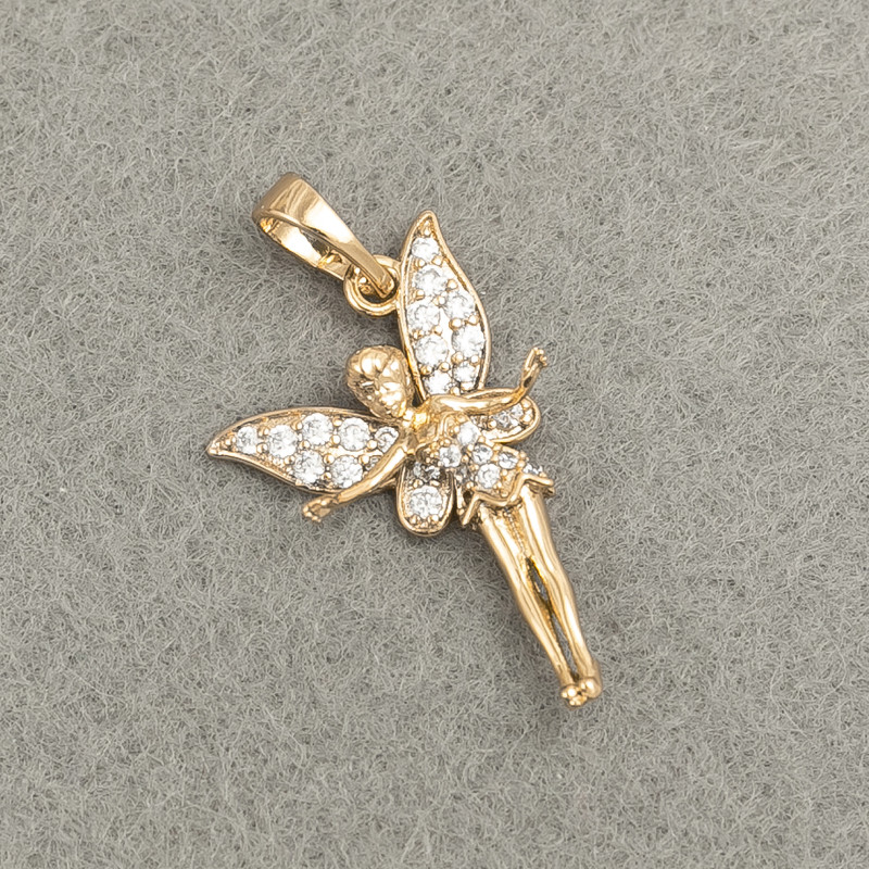 Xuping Pendant, 18K Gold-Plated Fairy with White Rhinestones, diameter 28x15mm +
