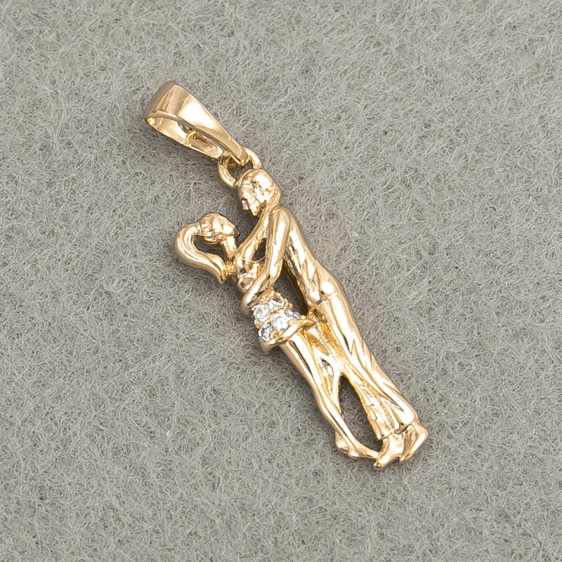 Xuping Pendant, 18K Gold-Plated Couple with White Rhinestones, diameter 30x8mm +