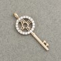 Xuping Pendant, 18K Gold-Plated Key with White Rhinestones, diameter 28x11mm +