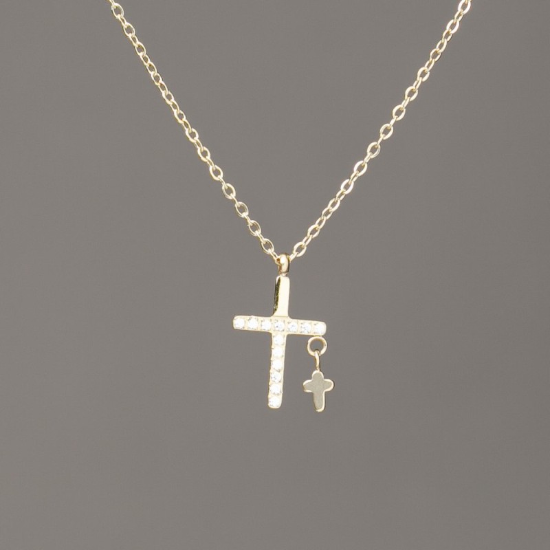 Xuping Chain Lemon Gold Plating with Pendant and White Rhinestones 15x9mm +/-, thickness 1mm +/-, length 40-45cm +