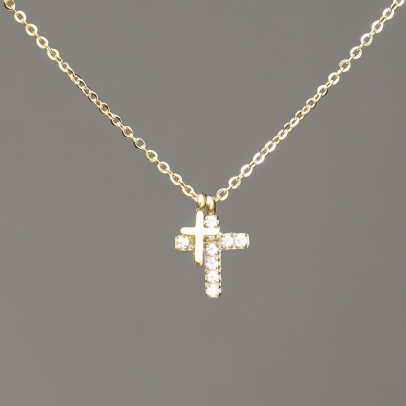 Xuping Chain Lemon Gold Plating with Pendant and White Rhinestones 12x9mm +/-, thickness 1mm +/-, length 40-45cm +