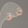 Xuping Stud Earrings 18K Gold Plating with White Rhinestones and Pink Crystals, diameter 10mm +