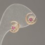 Xuping Stud Earrings 18K Gold Plating with White Rhinestones and Pink Crystals, diameter 10mm +
