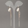 Xuping Earrings 18K Gold Plating with Grey Cat's Eye, diameter 10mm +/-, length 90mm +