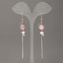 Xuping Earrings 18K Gold Plating with Pink Cat's Eye and White Crystals, diameter 13mm +/-, length 100mm +