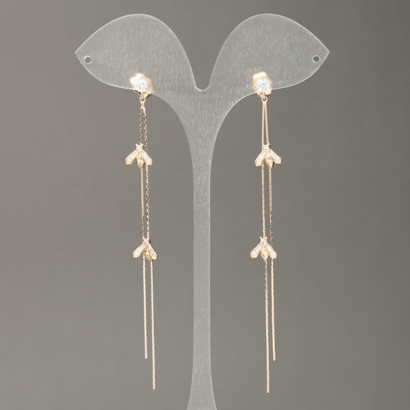 Xuping Hoop Earrings 18K Gold Plating with White Rhinestones, length 45mm +