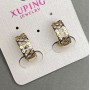 Xuping Earrings 6x15mm with White Rhinestones, 18K Gold Plating, Rhodium