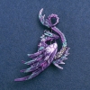 Dragon Brooch in silver-tone metal with enamel and petrol-colour crystals 88×50mm +