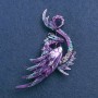 Dragon Brooch in silver-tone metal with enamel and petrol-colour crystals 88×50mm +