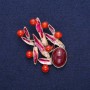 Leaves Brooch with Carnelian, Burgundy Enamel, Gold-Tone Metal 38x53mm