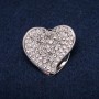 Brooch for headscarf Heart with white crystals silver metal 33x36mm +