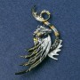 Dragon Brooch, Silver-Tone Metal with Enamel and Black Petrol Rhinestones, 88x50mm +
