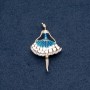Ballerina Brooch, Blue Enamel, Gold-Tone Metal 30x50mm