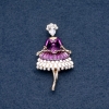 Lady-in-Waiting Brooch, Purple Enamel, Gold-Tone Metal 30x55mm