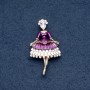 Lady-in-Waiting Brooch, Purple Enamel, Gold-Tone Metal 30x55mm
