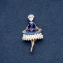 Brooch "Lady-in-Waiting" Blue Enamel 30x55mm Metal Colour "Gold"