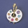 Brooch Palette with multicolour crystals and enamel golden metal 45x32mm+
