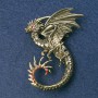 Dragon Brooch, Gold-Tone Metal with Red Petrol-Tone Rhinestones 68x54mm +