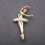 Ballerina Brooch, Green Enamel, Yellow-Tone Metal 52x34mm