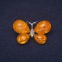 Amber Butterfly Brooch (Imitation) 38x24mm, Yellow Colour, Silver-Tone Metal