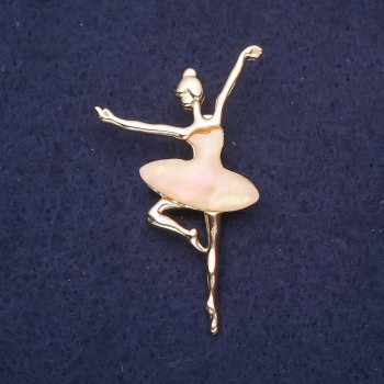 Ballerina Brooch, Mother-of-Pearl 30x49mm Yellow Metal