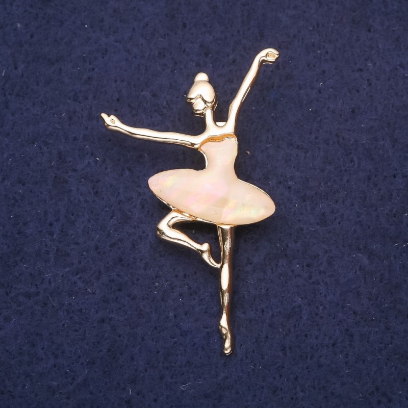 Ballerina Brooch, Mother-of-Pearl 30x49mm Yellow Metal
