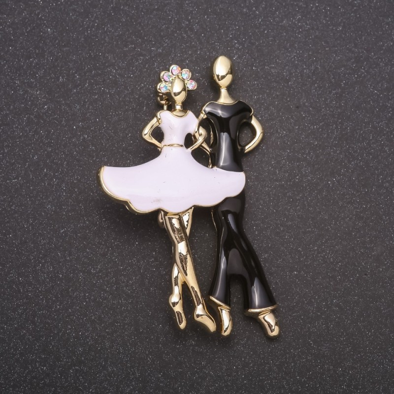 Brooch Dancers Yellow Metal 53x34mm
