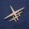 Star Brooch, Gold-Tone Metal with Rhinestones 52x40mm