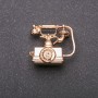 Phone Brooch, Yellow Metal, 27x24mm