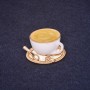 Coffee Cup Brooch 25x30mm enamel colour white yellow gold-tone metal