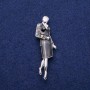Brooch Pendant Lady with Enamel 18x60mm, Silver-Tone Metal