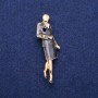 Brooch Pendant Lady with Enamel 18x60mm, Gold-Tone Metal