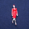 Brooch Pendant Stewardess with Enamel 18x60mm, Silver-Tone Metal