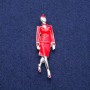 Brooch Pendant Stewardess with Enamel 18x60mm, Silver-Tone Metal