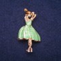 Ballerina Brooch with Green and Brown Enamel, Gold-Tone Metal 24x46mm