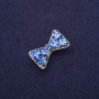 Bow Brooch with Blue Rhinestones 27x16mm Silver-Tone Metal