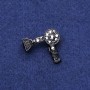 Brooch - Hairdryer with Crystals, Black Metal 25x27mm