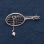 Brooch "Tennis Racket" 5.5×2 cm grey metal