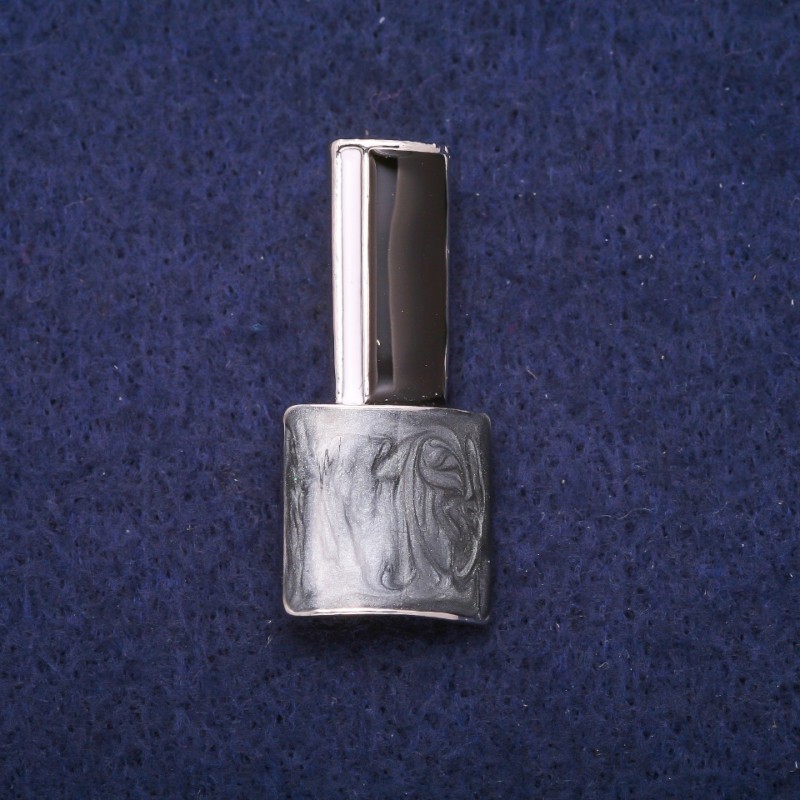Brooch Lac grey, black and white enamel, silver-toned metal 18x39mm