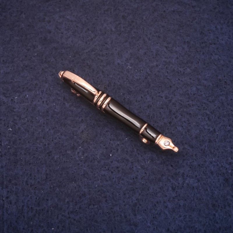 Brooch 'Pen' 5x45mm enamel black with gold-tone metal