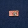 Brooch Camera gold-tone metal with pink enamel and white stones 30×17 mm +