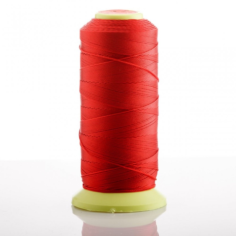 Red nylon thread on spool, 0.9 mm diameter, capron for craft, 500 m