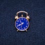 Brooch Clock Clockwork Blue enamel Yellow metal 20x27mm