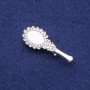 Brooch Pearl-Effect Mirror with Crystals, Silver Metal 16x42mm