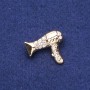 Brooch Hairdryer with rhinestones, golden metal 24×28mm