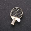 Tennis Racket Brooch, Yellow-Tone Metal 18x26mm